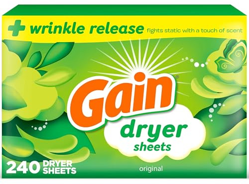 Gain Feuilles de sèche-linge anti électricité statique originales, 240 pièces (l’emballage peut varier)