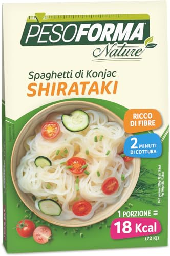Pesoforma Nature Shirataki, Spaghetti di Konjac, Ipocalorici per Ritrovare La Forma, Pasto Salato per il controllo Del Peso, solo 12 Calorie X 100Gr, 1 Porzione, 150 Gr