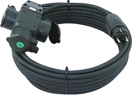 maxgo Verlängerungskabel 50m Außen 3Fach Verteiler Stromkabel Außenbereich Schuko Verlängerung 50 Meter Outdoor Kabel Steckdosenleiste 3-Fach Mehrfachstecker Multisteckdose H07RN-F 3x1,5