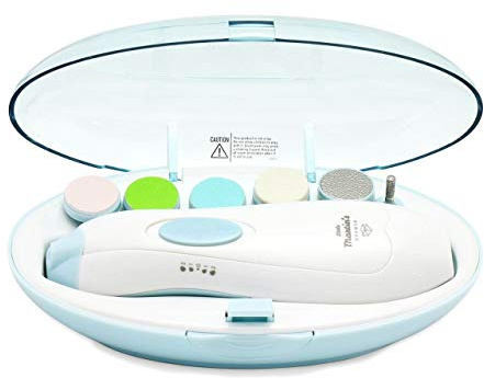 Little Martin’s Drawer Baby Nail Trimmer File with Light - Safe Electric Nail Clippers Kit for Newborn Infant Toddler Kids Toes and Fingernails - Care, Polish and Trim - Battery Operated (AA), Blue