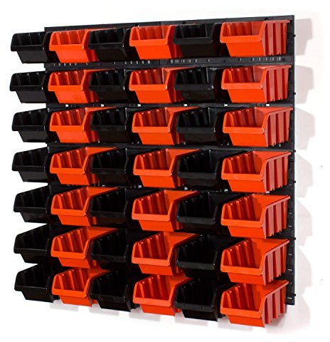 46 tlg Wandregal Lagerregal Stapelbox Gr.3 schwarz orange Regal Werkstatt Set