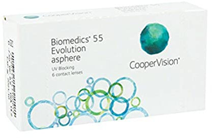 Biomedics 55 Uv Evolution - Lentes de contacto esféricas mensuales (R 8.9 / D 14.2 / -8 Diop), Pack de 6 uds.