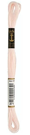 Anchor Sticktwist 4635000-00271 zartrosa Stickgarn, 100% Baumwolle