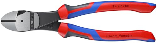 KNIPEX Tools - High Leverage Angled Diagonal Cutters, 12 Degree Angled, Multi-Component (7422200SBA), 8 inches