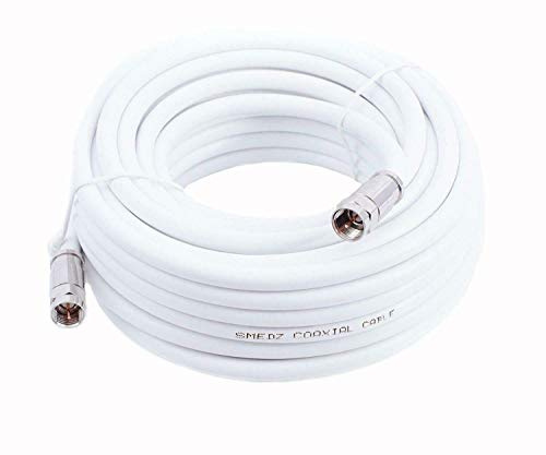 Mast Digital Smedz 20 m RG6 Satellite TV Coax Cable Extension Kit with Fitted Compression F Connectors for Sky HD, Freesat & Virgin - White YCAB02E/1