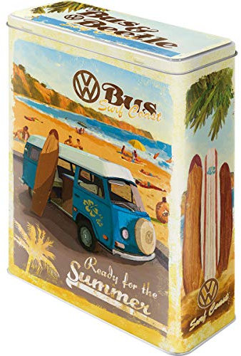 Nostalgic-Art Retro Vorratsdose XL, 4 l, VW Bulli & Beetle – Summer & Beach – Volkswagen Bus Geschenk-Idee, Aufbewahrungsbox für Cornflakes, Vintage Design
