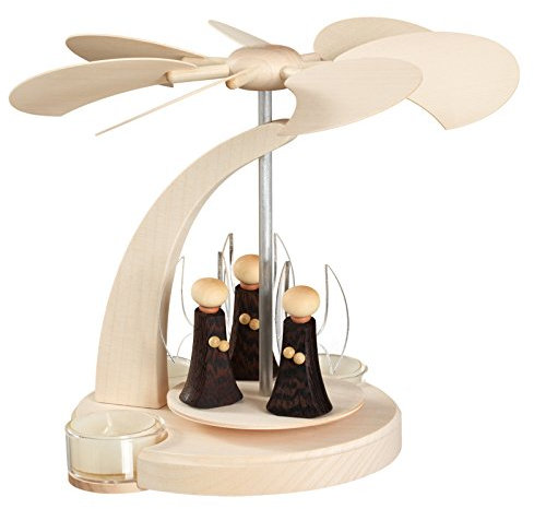 Seiffener Volkskunst Pirámide de Navidad Arco piramidal, un Piso, 18 cm. de Alto, Natural, Original de los Montes Metálicos (Erzgebirge) Arte Popular de la Ciudad de Seiffen SV 16256