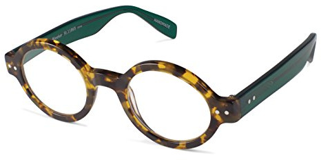 Scojo New York Bleeker Street Reading Glasses, Handmade Scratch Resistant Readers for Women and Men, Tortoise/Evergreen - 3.00x