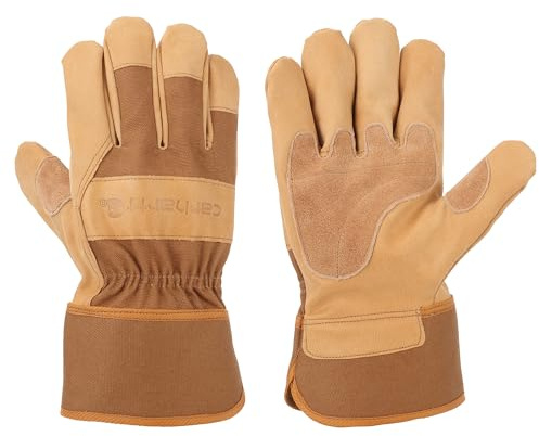 Carhartt Men's Grain Leather Work Glove with Safety Cuff Cold Weather, Brown, XL