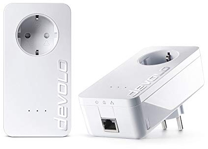 Devolo dLAN 650+ Starter Kit PowerLAN-Adapter (600 Mbit/s, 2 Adapter im Set, GB LAN Port, Steckdose, Datenfilter, Netzwerk, Powerline) weiß