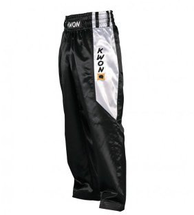 KWON Kickboxing Hose Satin, Schwarz/Weiß Kwon 160 cm