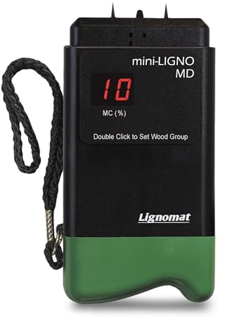 Lignomat Mini-Ligno MD - Pin Moisture Meter - Humidity Detection & Wood Moisture Meter for Wall, Home Construction, Water Damage - Made for Hobbyist Woodworkers - Easy to Use, Reliable, and Durable