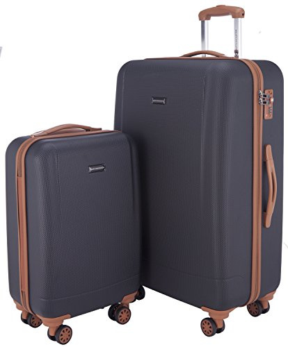 Resväska - Huvudstad - badkarsjö - handbagage - hårt skal - resväska vagn - rullväska - Mörkblå, 2er Set