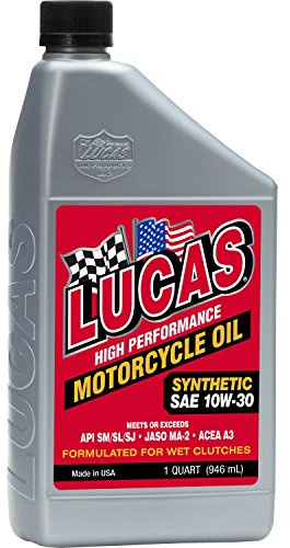 Lucas Oil 10708 High Performance Synthetic Motorcycle Oil SAE 10W-30-1 Quart
