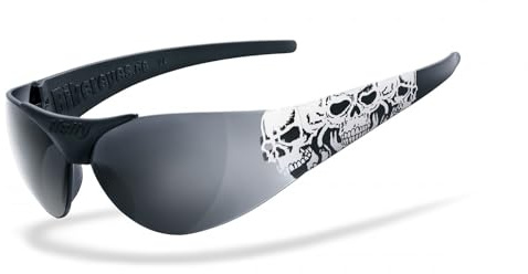 HELLY® - No.1 Bikereyes® | Bikerbrille, Motorradbrille, Motorrad Sonnenbrille | TESTSIEGER*: beschlagfrei, winddicht, bruchsicher | TOP Tragegefühl (smoke [moab 4 - triple skull])