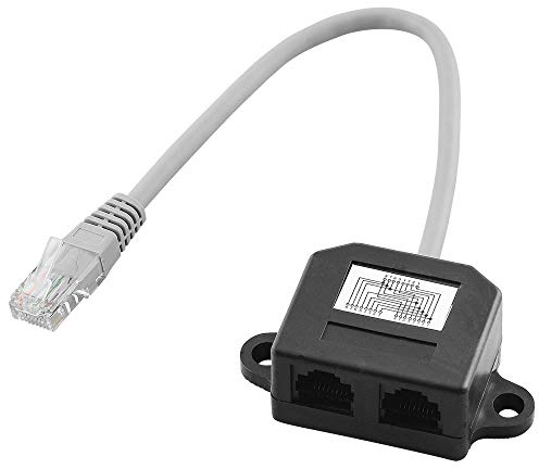 DSL LAN Netzwerk Kabel Adapter Verteiler Splitter Weiche, 1 RJ45-Stecker männlich auf 2 RJ45 Buchse Kupplung weiblich, mit 15cm Kabel, Grau