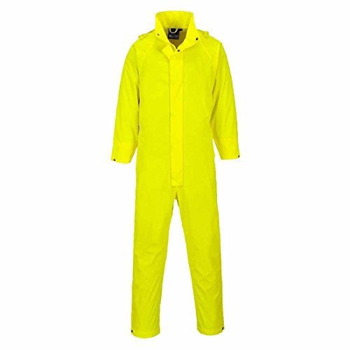 Portwest S452 Sealtex Overall Verdeckte Druckknöpfe Mittiger Reißverschluss | Gelb, 3XL, EN 343 Klasse 4:1, Baumwolle, 100% Polyester, Kompletter Regenschutz, Inneres Elastisches Bündchen, Wasserdicht