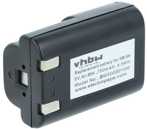vhbw Akku kompatibel mit Canon PowerShot A520, 600N, A50, A5 (Zoom), 600, S10, D350, S20 Kamera (750 mAh, 6 V, NiMH)