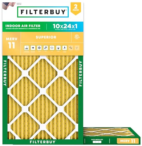 Filterbuy 10x24x1 Air Filter MERV 11 Pet & Allergy Defense (2-Pack)