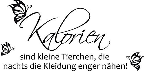 GRAZDesign Wandtattoo Küche Spruch lustig Wandsticker Küchen Deko Sprüche Klebefolie modern Wanddeko Küchenrückwand Aufkleber, Kalorien sind Tierchen, 61x30cm, 070 schwarz