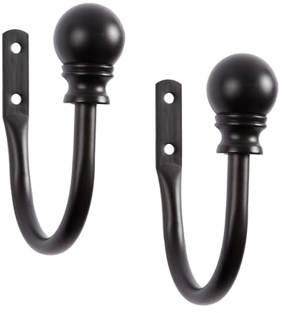 Kenney Davenport Window Curtain Holdback Pair, Matte Black