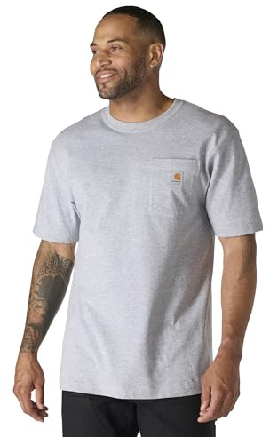 Carhartt Men's Iconic K87 Pocket T-Shirt, Heather Grey, X-Large Tall