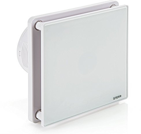 STERR Weißer Badlüfter 100 mm mit HYGROSTAT - Badezimmerventilator - Glasfront - Modernes Aussehen - BFS100H - 10 W