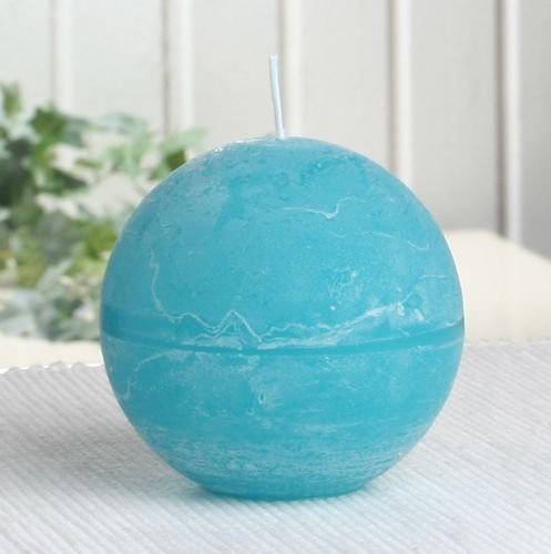 CandleCorner Rustik-Kerzen Kugelkerze, 8 cm Ø, Aqua-türkis, Unparfümiert