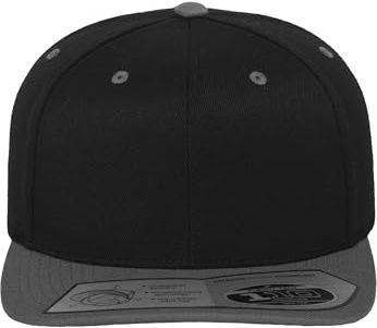 Flexfit 110 Fitted Snapback, unisexkeps för kvinnor och män, baseballkeps med platt skärm, svart/grå, one size