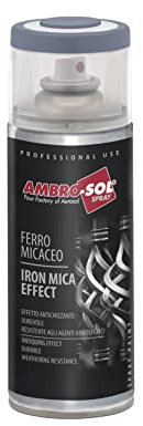Ambro-Sol V400MIC1 Smalto / Vernice Effetto Ferro Micaceo, Ideale per Verniciare Interni, Esterni e Complementi d’Arredi, Bomboletta Spray in Banda Stagnata Riciclabile 400 ml, Ferro Antico