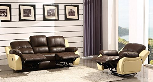 Mapo Möbel Voll-Leder Sofagarnitur Fernsehsofas Relaxsofas 5129-3+1-377-317