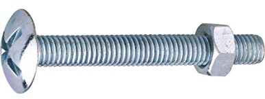 Viswood 601B6050 Boîte de 100 Boulons poêlier Filetage total 6,0 x 50 Acier Zingué Blanc | Boulon poêlier - Viswood - Tête large ronde - Acier zingué - 6 x 50 mm - Boîte de 100