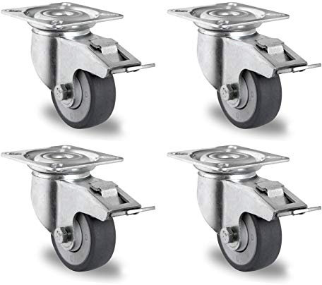 Rollensatz 4 Lenkrollen mit Feststeller 50 mm Thermoplastisches Gummi Apparaterolle