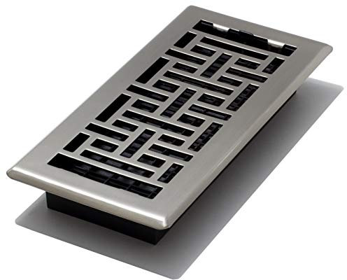 Decor Grates AJH410-NKL Oriental Floor Register, Brushed Nickel Finish, 4 x 10-Inch