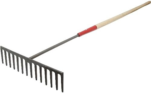 Marshalltown Asphalt Rake, 14-Tooth with 3 3/4 Teeth, 15 1/2 Level Head, Lacquered Ash Handle, RED802921