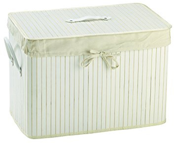 King Collection King Home P1120207 Portabiancheria Bambu Rettangolare Basso, Bianco