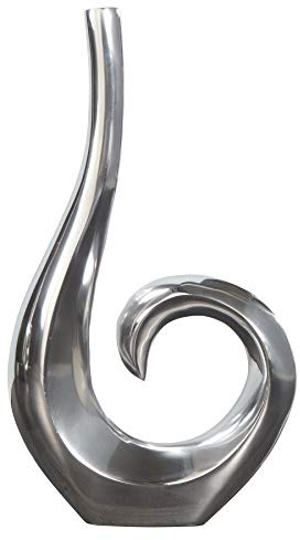 Moderne Vase Wave 47cm Silber Aluminium poliert Dekoration Wohnaccessoire Accessoire