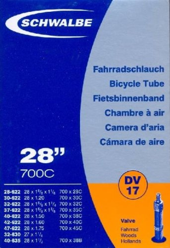 SCHWALBE Fahrradschlauch DV17 mit Blitzventil ~ 28 ~ 40-635 mm (28 x 1 1/2 Zoll) für Nostalgie - Hollandfahrräder