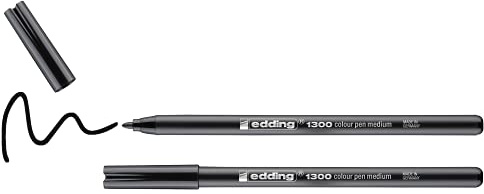 edding 1300 Fasermaler medium - schwarz - 2 Stifte - Rundspitze 2 mm - Filzstift zum Zeichnen und Schreiben - Filzstift für Schule, Mandala, Bullet Journal