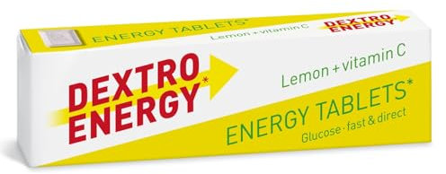 Dextro Energy Lemon Tablets Fast Acting Carbohydrates for a Quick Burst of Glucose with Vitamin C for reduction of tiredness and fatigue Vegan 47g (Pack of 24)