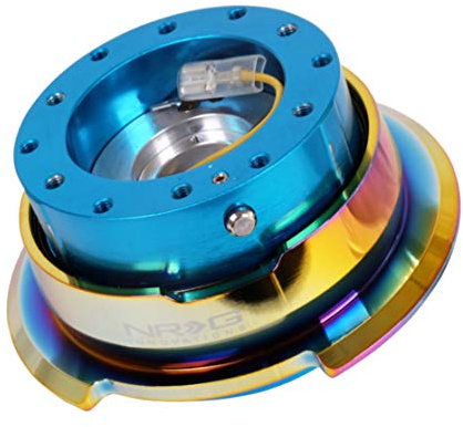 NRG Steering Wheel Quick Release Kit - Gen 2.8 - New Blue with Diamond Cut Neochrome Ring - Part # SRK-280NB-MC