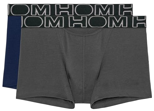 HOM Men's 2 Pack Shorts, Men's Pants, Boxerlines Soft Cotton - Black: : Large