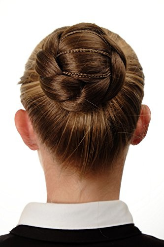 WIG ME UP - Dutt Haarknoten Haarteil aufwendig geflochten verspielt Tracht Steck-Kamm Haarnadel Braun Goldbraun N672-12