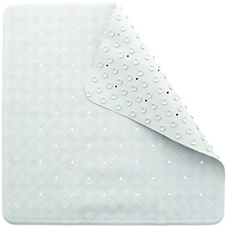 Anti-fungal Non-Slip Shower Mat with Suction Cups and Drainage Holes, Slip Resistant Shower Tread, Made From Rubber Vinyl