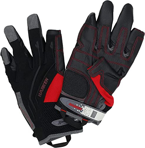 HARKEN Premium Sailing Protective Gloves Men's Full Finger Reflex, Black, X-Large, Model 2084XL