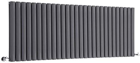 MILANO Anthracite Horizontal Double Oval Panel Radiator 635 x 1652mm