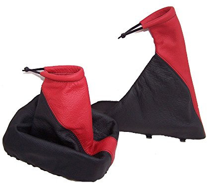Für Vauxhall Opel Corsa B 1993–2000 Gear & Handbremsmanschette-Schwarz/Rot Leder