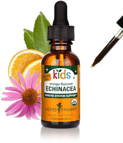 Herb Pharm Kids Echinacea Extract Alcohol-Free Certified Organic Liquid Herbal Supplement for Kids, Immune Support Drops for Toddlers & Children, Non-GMO, Vegan, Echinacea Purpurea Root, 1 fl oz
