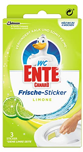 WC Ente Frische-Sticker, körbchenloser WC Spüler, bis zu 4 Wochen, Limone Duft, 1er Pack (1 x 27 g)