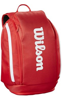 WILSON 2025 Super Tour Red Tennis Rucksack - Rot/Weiß, Platz für bis zu 2 Schläger